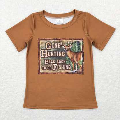 Sibling Baby Boys Long Short Sleeve Dogs Ducks Fishing Hunting T-shirts Tops