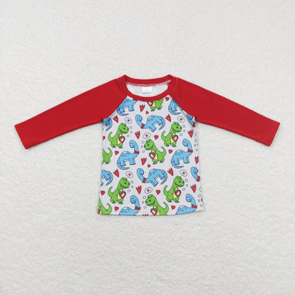Sibling Baby Boys Girls Hearts Dinosaurs XOXO Valentine Tee Shirts Top