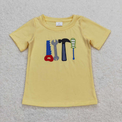 Sibling Embroidery Baby Boys Summer Short Sleeve Tee Shirts Tops