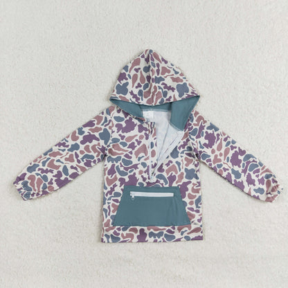 Sibling Baby Kids Southern Lavender Camo Polo Zip Pocket Hoodies Leggings