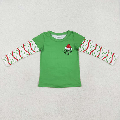Sibling Baby Boys Long Sleeve Trees Stripe Christmas Grin Shirts Top