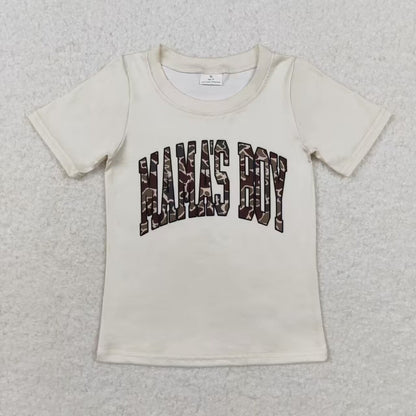 Sibling Baby Boys Short Sleeves Camo Mama's Boy Tee Shirts Tops