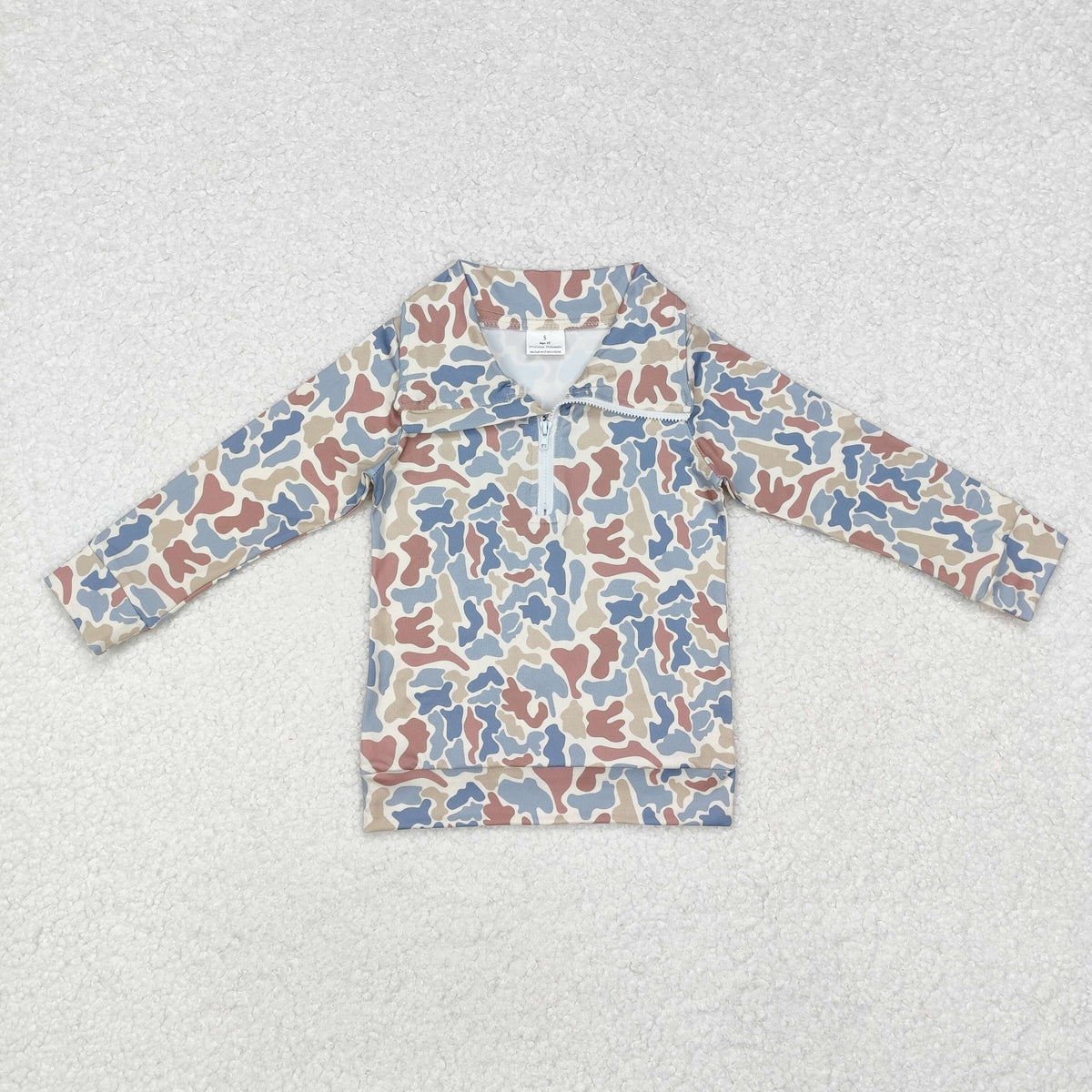 Sibling Baby Boys Long Sleeves Western Camo Pocket Half Zipper Pullovers Top