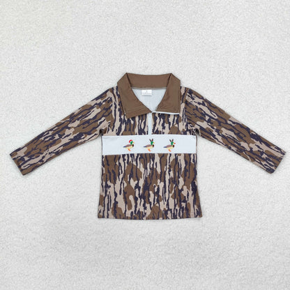 Sibling Baby Boys Western Camo Dogs Ducks Mamas Boy Zipper Pullovers Tops