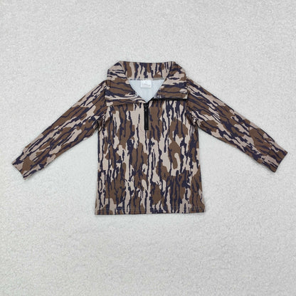 Sibling Baby Boys Long Sleeves Western Camo Aztec Pocket Half Zipper Pullovers Top