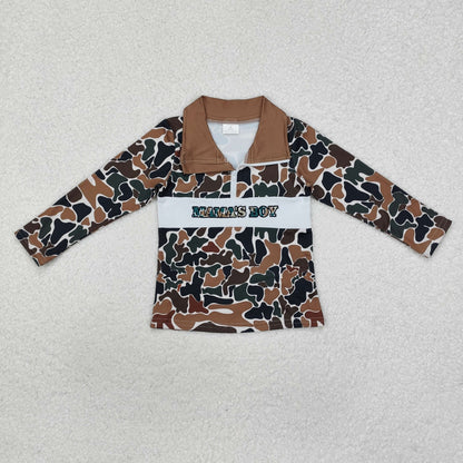 Sibling Baby Boys Western Camo Dogs Ducks Mamas Boy Zipper Pullovers Tops