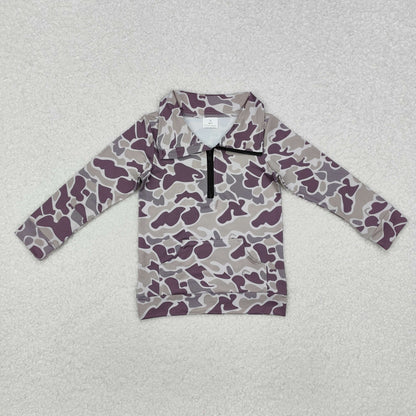 Sibling Baby Boys Long Sleeves Western Camo Pocket Half Zipper Pullovers Top