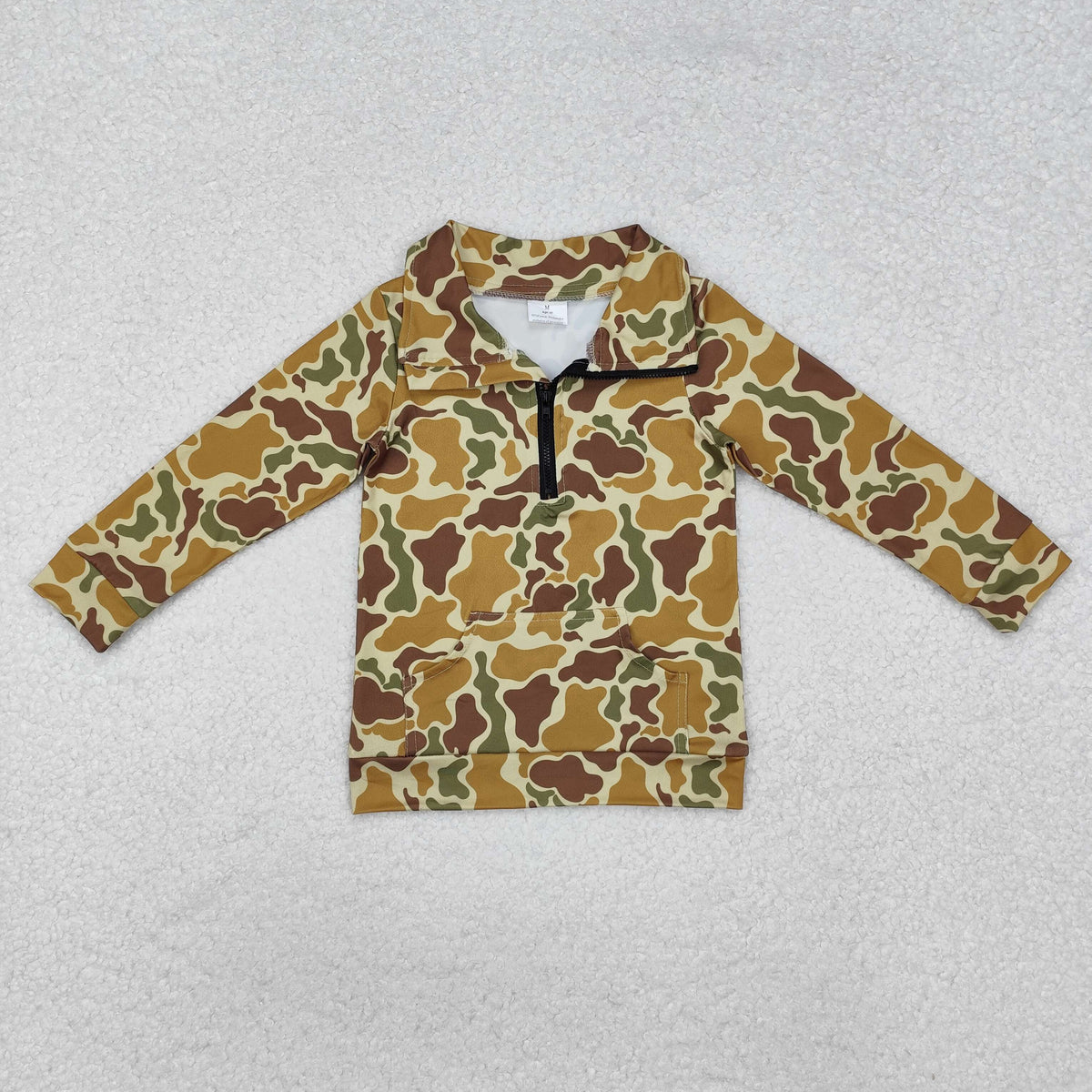Sibling Baby Boys Long Sleeves Western Camo Pocket Half Zipper Pullovers Top