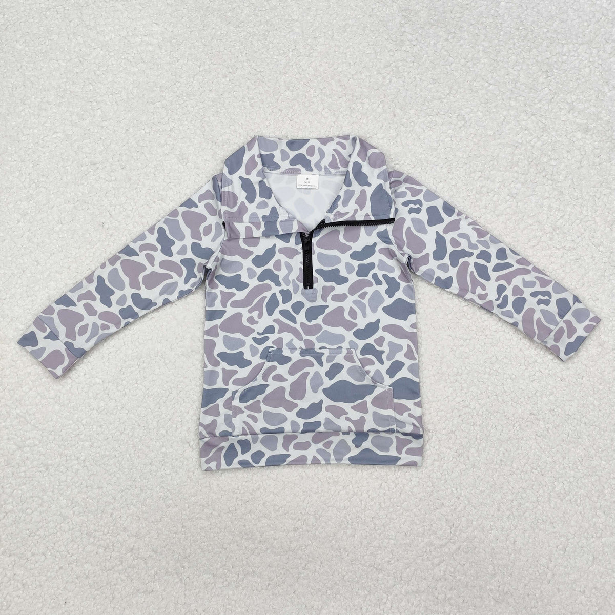 Sibling Baby Boys Long Sleeves Western Camo Pocket Half Zipper Pullovers Top