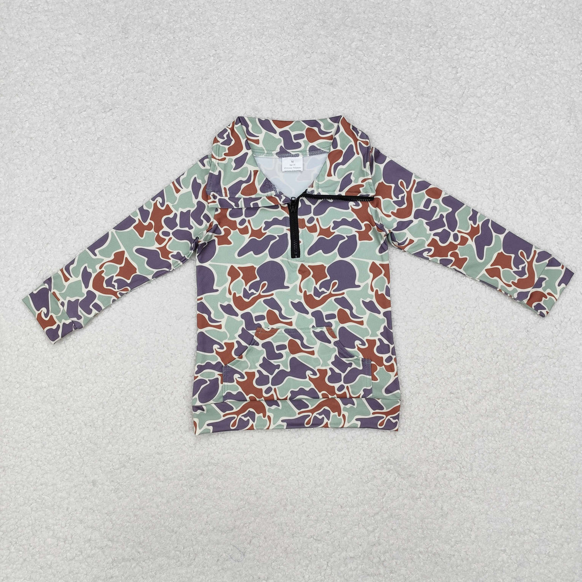 Sibling Baby Boys Long Sleeves Western Camo Pocket Half Zipper Pullovers Top