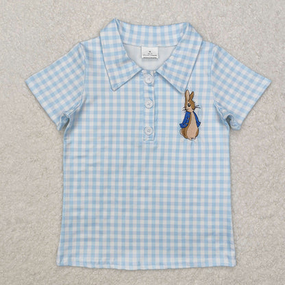 Sibling Baby Boys Short Sleeves Rabbits Cross Button Polo Shirts Top