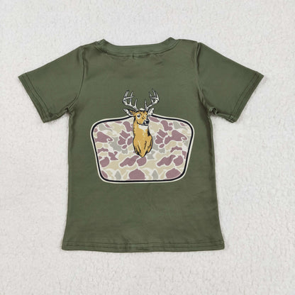 Sibling Baby Boys Short Sleeves Camo Deer Ducks Dogs Hunting T-shirts Top