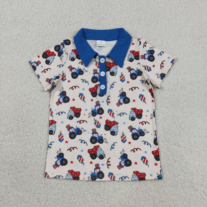 Sibling Baby Boys Short Sleeve 4th of July Button Polo Shirts Top