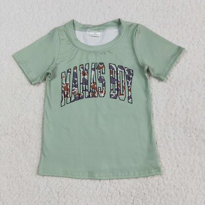 Sibling Baby Boys Short Sleeves Camo Mama's Boy Tee Shirts Tops