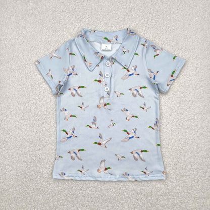 Sibling Baby Boys Short Sleeve Ducks Hunting Button Polo Shirt Top Short Rompers