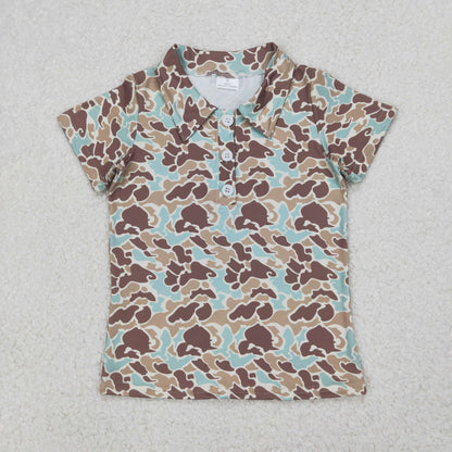 Sibling Baby Boys Southern Khaki Camo Polo Hoodie Tops Pockets Shorts Set Shorts Rompers