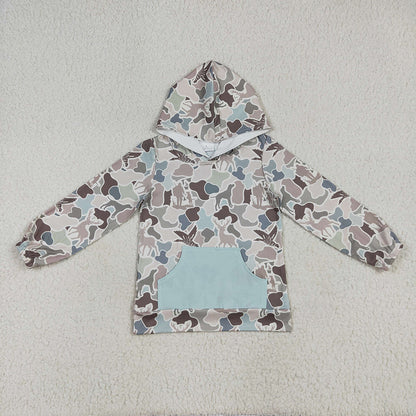 Sibling Baby Boys Hunting Ducks Pocket Hoodies Tops