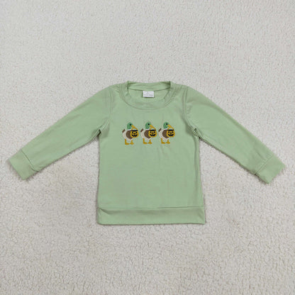 Sibling Baby Boys Embroidery Boo Ghosts Pumpkins Halloween Tee Shirts Top