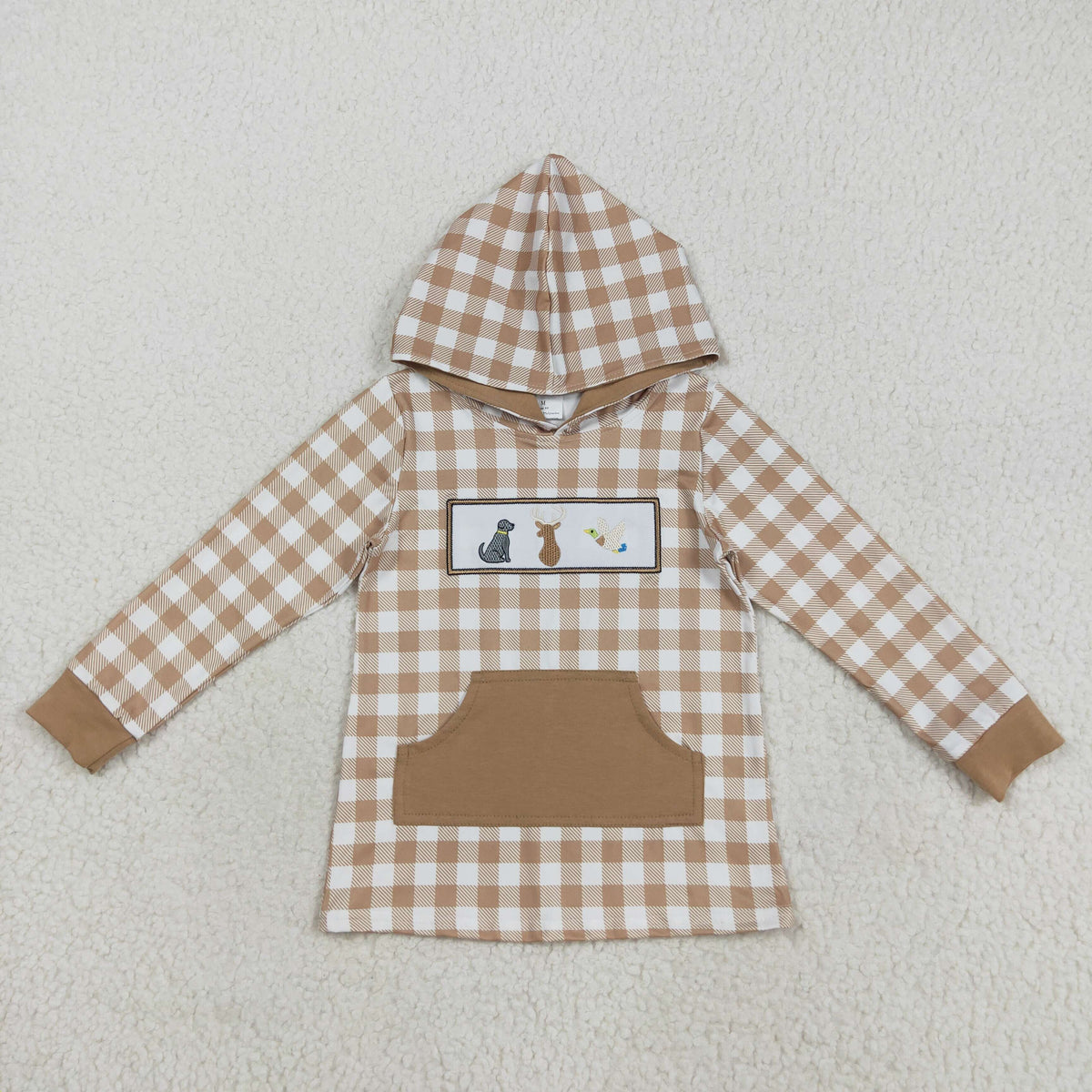 Sibling Baby Kids Camo Embroidery Ducks Dogs Deer Pocket Zip Hunting Hoodies Top