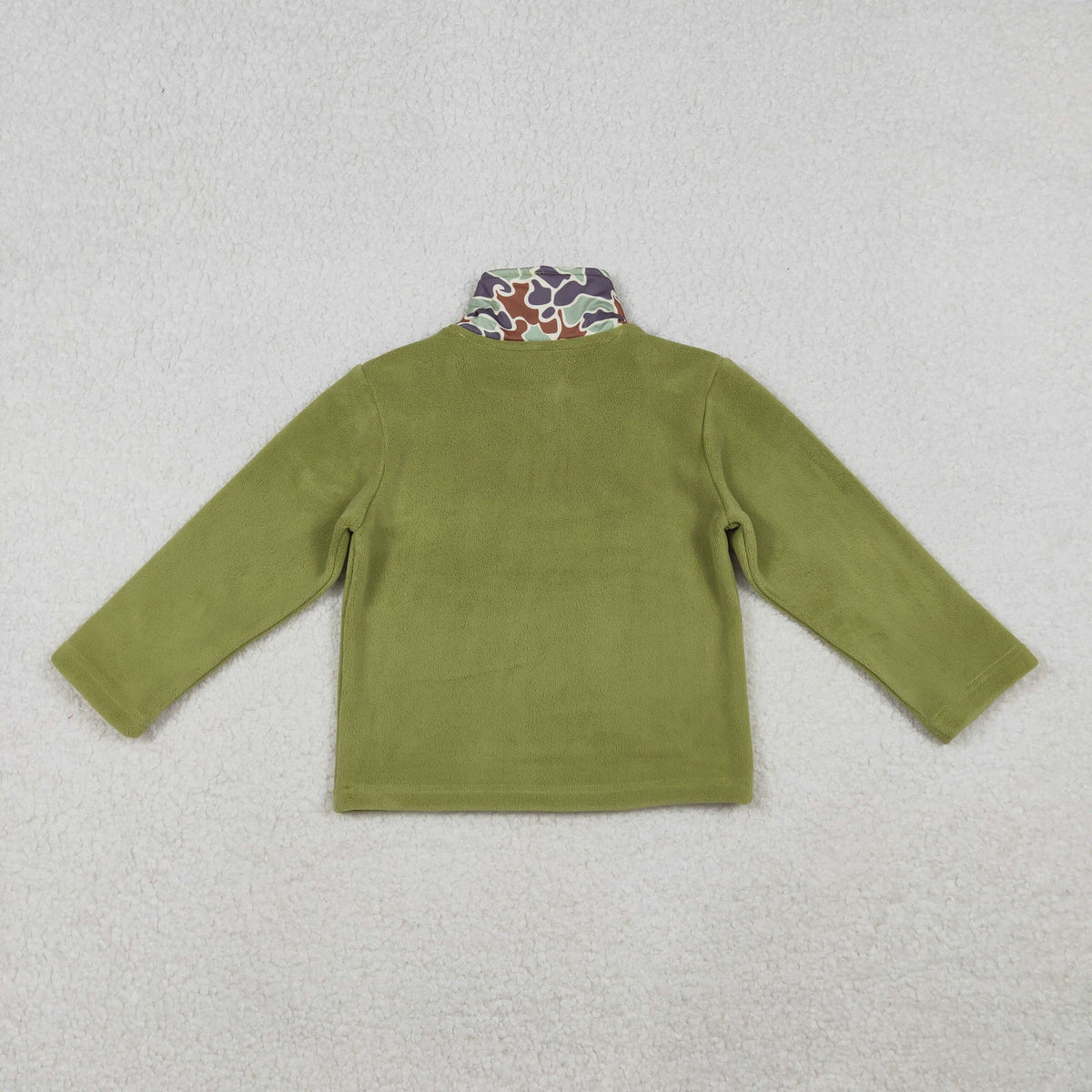 BT1308 Baby Boys Green Camo Quatrefoil Zipper Pullover Sherpa Tops