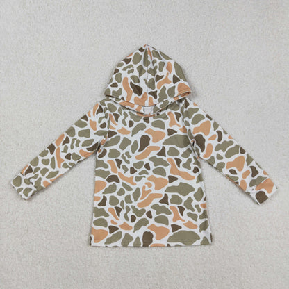 Sibling Baby Boys Green Orange Camo Southern Pajamas Button Shirts Hoodies Top