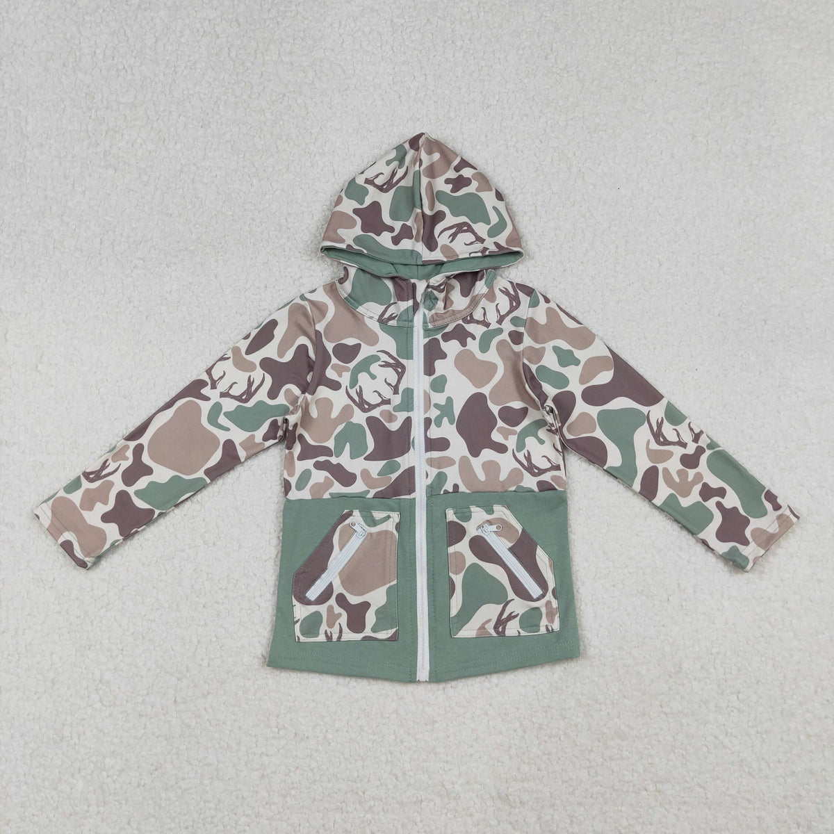 Sibling Baby Boys Bull Skulls Deer Camo Pockets Zipper Hoodies Jackets Tops