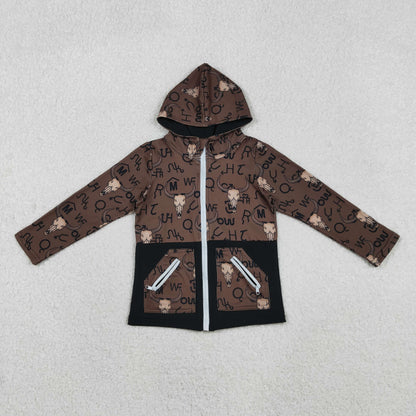 Sibling Baby Boys Bull Skulls Deer Camo Pockets Zipper Hoodies Jackets Tops
