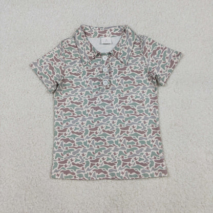 Sibling Baby Boys Short Sleeve Southern Hunting Camo Button Polo Shirts Top