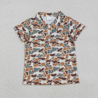 Sibling Baby Boys Short Sleeve Southern Hunting Camo Button Polo Shirts Top