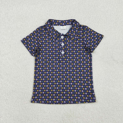Sibling Baby Boys Short Sleeve Mardigras Button Polo Shirts Top