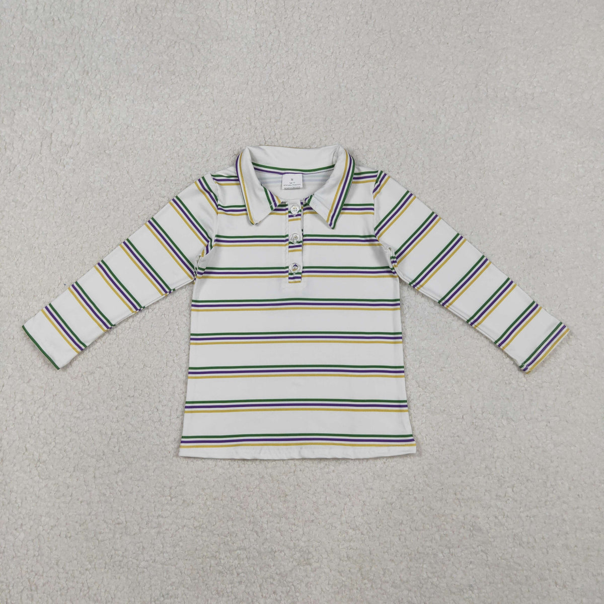 BT1375 Baby Boys Mardigras Stripes Button Polo Shirts Top