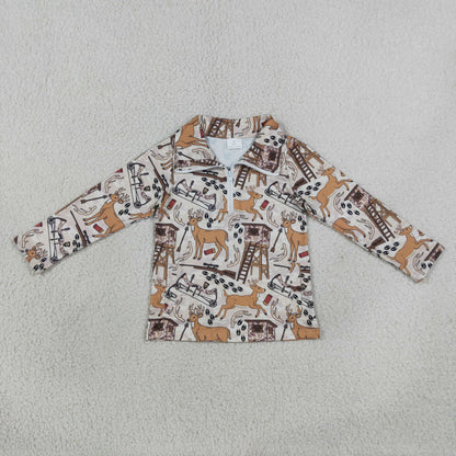 Sibling Baby Boys Long Sleeve Camo Ducks Cows Hunting Zip Pullovers Top