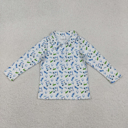 Sibling Baby Boys Long Sleeve Golf Trucks Button Polo Shirts Top