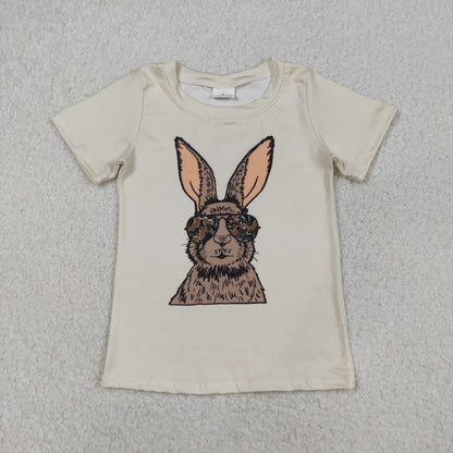 Sibling Baby Girls Short Sleeve Flowers Cross Rabbits Eggs Easter T-shirts Tops