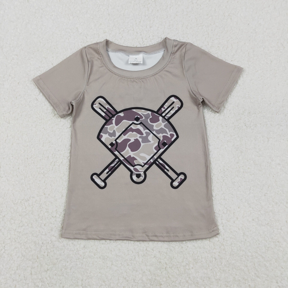 Sibling Baby Boys Short Sleeve Camo Baseballs Team T-shirts Top