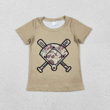 Sibling Baby Boys Short Sleeve Camo Baseballs Team T-shirts Top