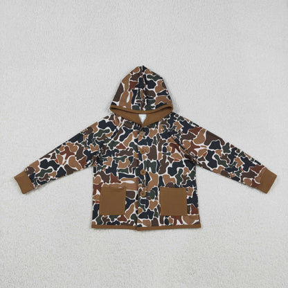 Sibling Baby Boys Long Sleeve Pockets Button Hoodie Jackets Top