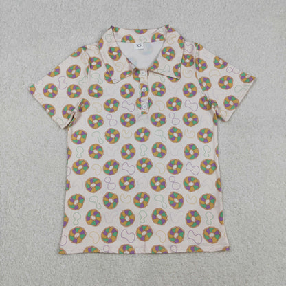 Family Adult Kids Mardigras Donuts Dress Button Polo Shirts Tops Skorts Clothes Set Yoga Shorts