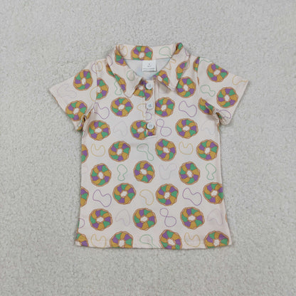 Family Adult Kids Mardigras Donuts Dress Button Polo Shirts Tops Skorts Clothes Set Yoga Shorts