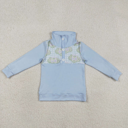 BT1492 Baby Boys Long Sleeve Blue Checked Golf Button Polo Shirts Top