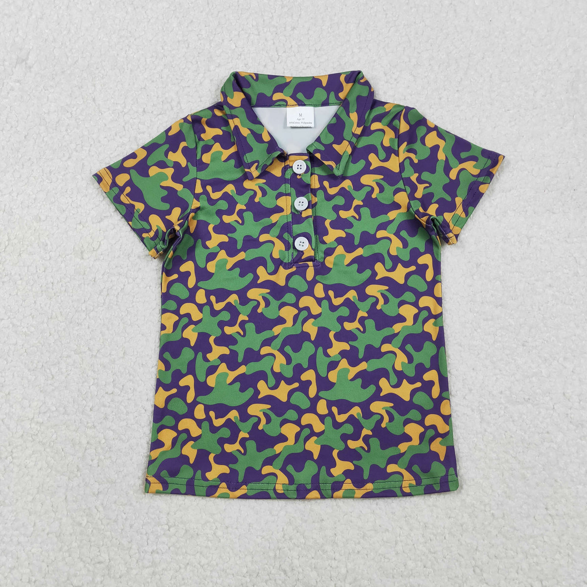 Sibling Baby Boys Short Sleeve Mardigras Button Polo Shirts Top
