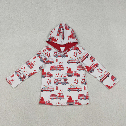 Sibling Baby Boys Colorful Hearts Cars Valentines Hoodies Top