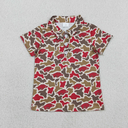 Sibling Baby Boys Short Sleeve Southern Camo Team Button Polo Shirts Top