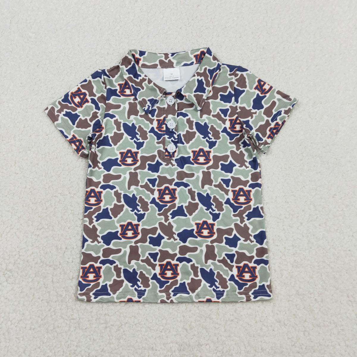 BT1694 Baby Boys Short Sleeve Southern Camo AU Team Button Polo Shirts Top