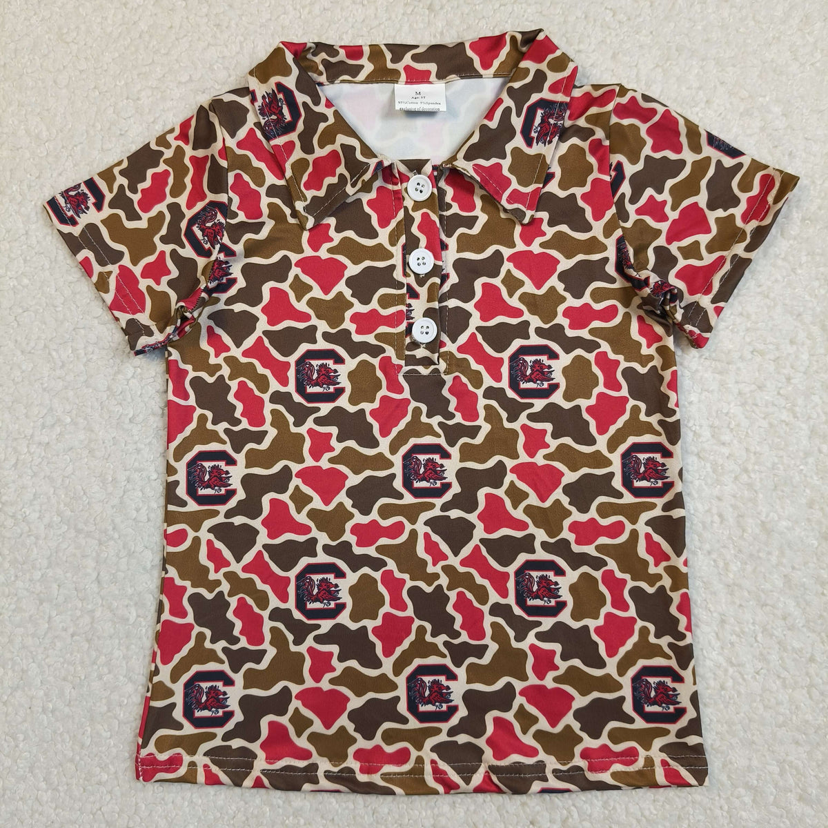 Sibling Baby Boys Short Sleeve Southern Camo Team Button Polo Shirts Top