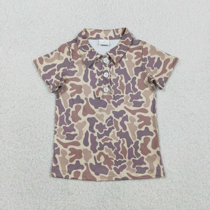 Sibling Baby Boys Short Sleeve Southern Hunting Camo Button Polo Shirts Top
