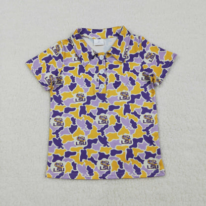 Sibling Mama and Me Kids Bows LSU Tigers Team Clothes Sets Polo Shirt Yoga Active Butterfly Shorts