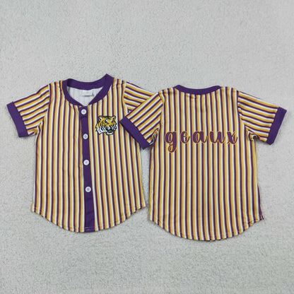Sibling Mama and Me Kids Bows LSU Tigers Team Clothes Sets Polo Shirt Yoga Active Butterfly Shorts