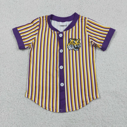 Sibling Baby Boys Short Sleeve Stripe Team Button T-shirts Top
