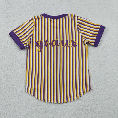 Sibling Mama and Me Kids Bows LSU Tigers Team Clothes Sets Polo Shirt Yoga Active Butterfly Shorts